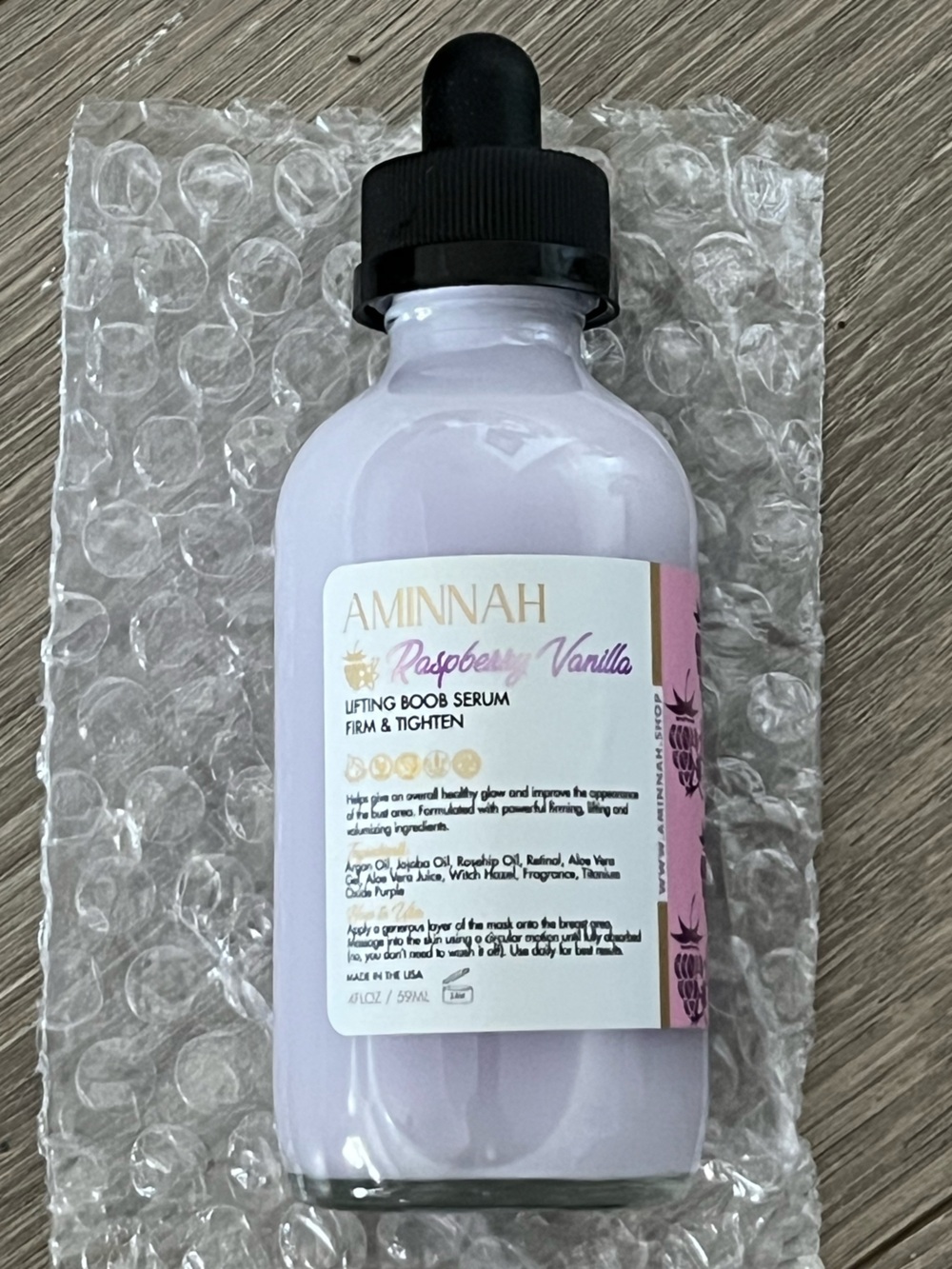 NWT AMINNAH Raspberry Vanilla Firming Boob Serum